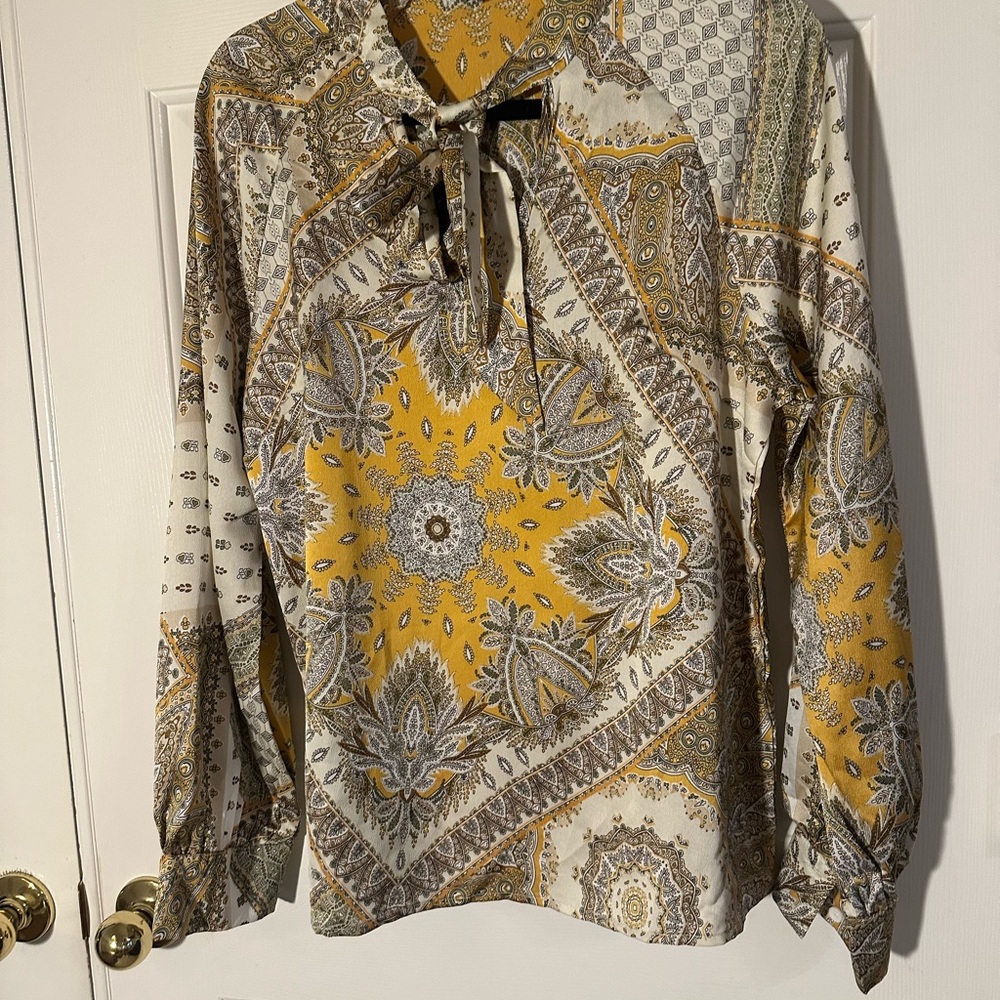 Bohemian Yellow and Gray Women's Top